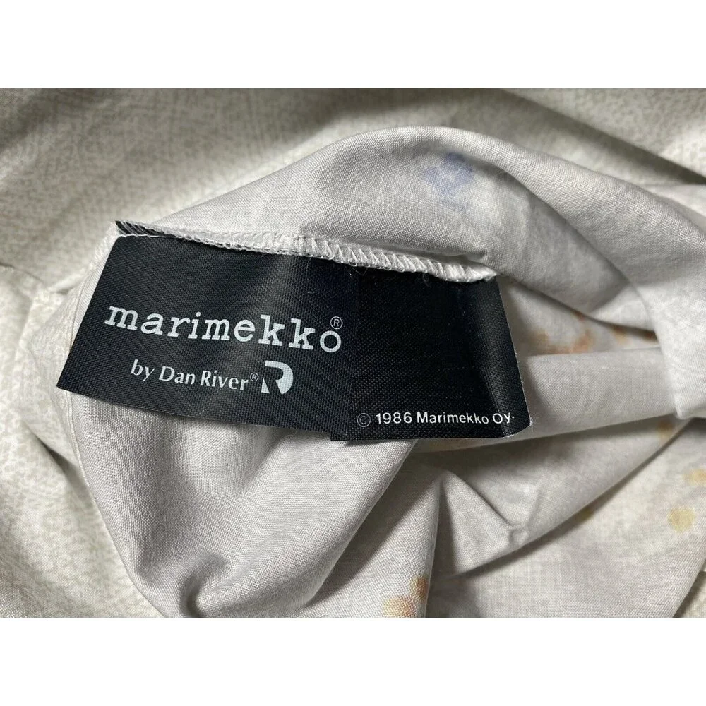 Marimekko Dan River Sheet Set King Flat 1986 Wildflower Meadow Grass Vtg Bedding
